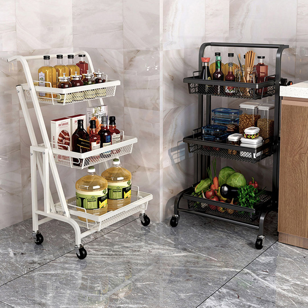 Soga 2 X 3 Tier Steel Black Adjustable Kitchen Cart Multi Functional Shelves Portable Storage Organizer With Wheels