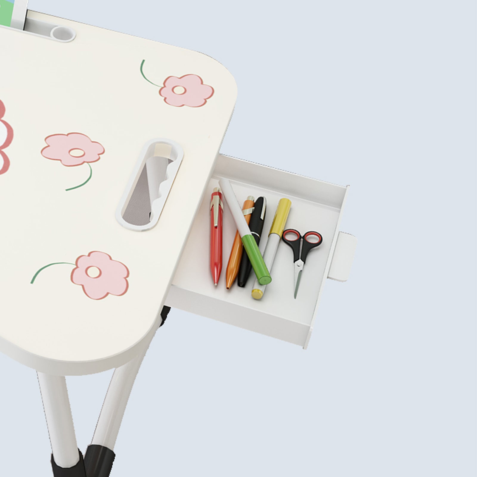 Cute Rabbit Design Portable Bed Table Adjustable Foldable Bed Sofa Study Table Laptop Mini Desk with Drawer and Cup Slot Home Decor