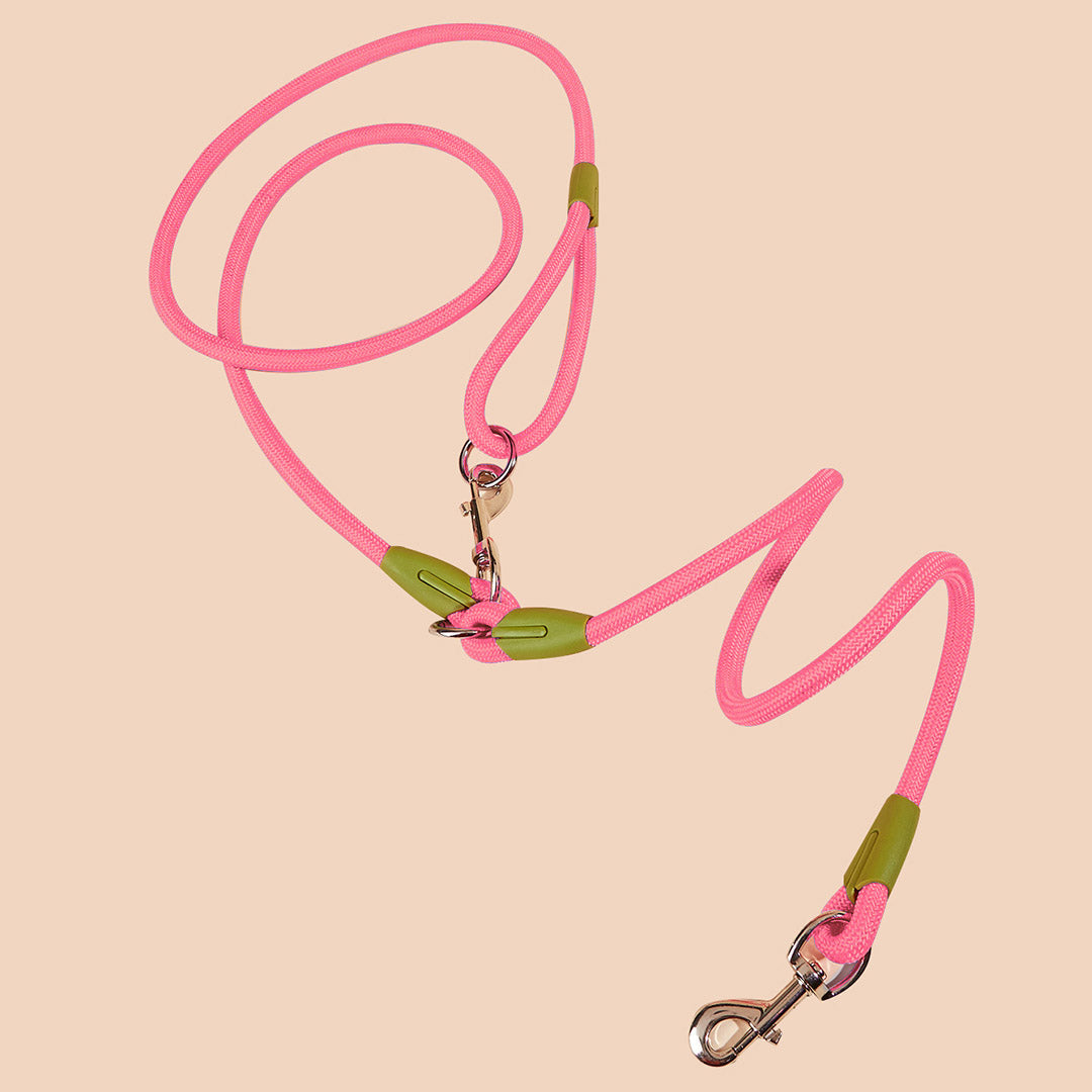 Soga 2 X 220cm Multifunction Hands Free Rope Pet Cat Dog Puppy Double Ended Leash For Walking Training Tracking Obedience Pink