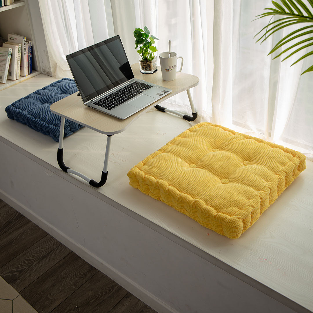 4X Yellow Square Cushion Soft Leaning Plush Backrest Throw Seat Pillow Home Office Decor