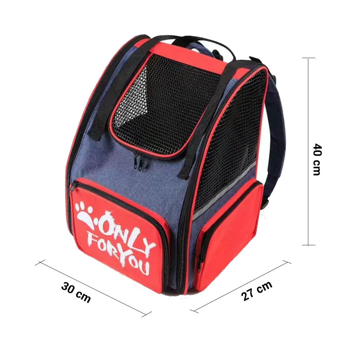 Red Pet Carrier Backpack Breathable Mesh Portable Safety Travel Essentials Outdoor Bag