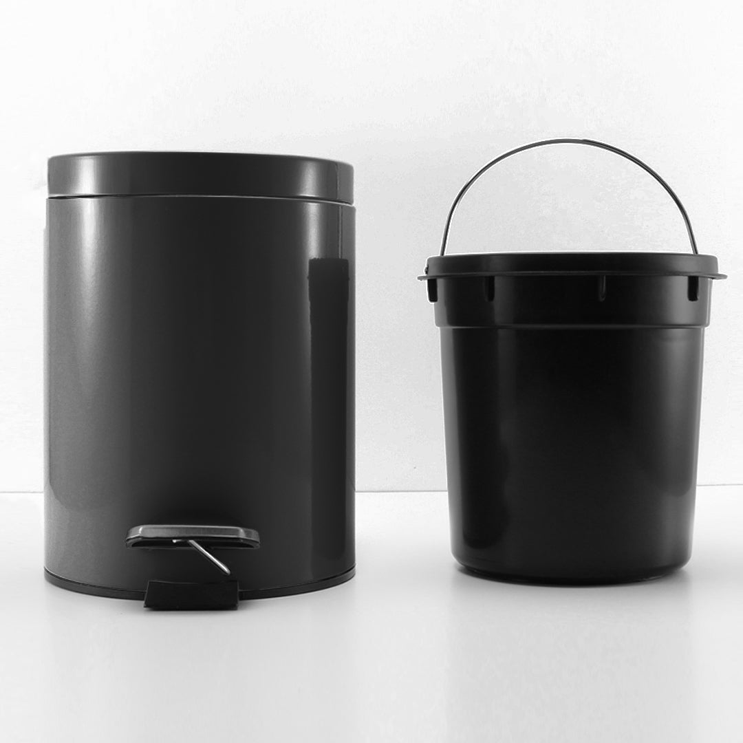 Soga 4 X Foot Pedal Stainless Steel Rubbish Recycling Garbage Waste Trash Bin Round 12 L Black