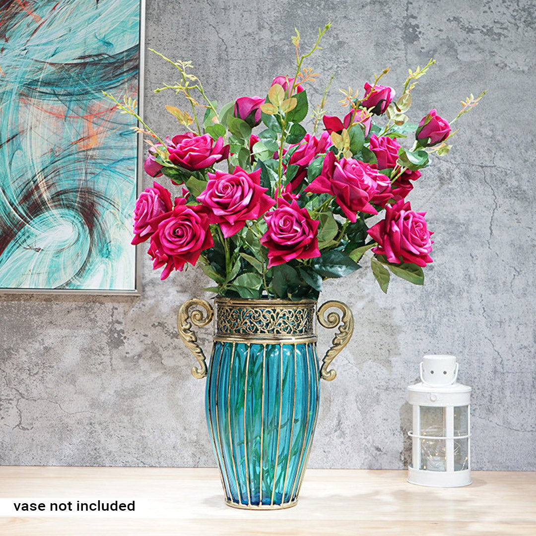 Soga 8 Bunch Artificial Silk Rose 5 Heads Flower Fake Bridal Bouquet Table Decor Pink