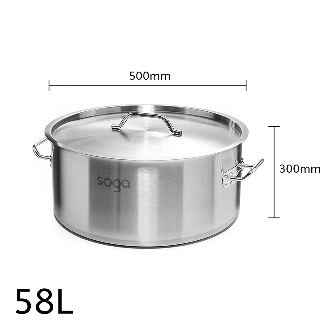 Soga Stock Pot 58 L Top Grade Thick Stainless Steel Stockpot 18/10