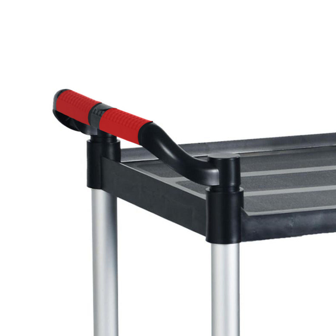 2 Tier Food Trolley Portable Kitchen Cart Multifunctional Big Utility Service with wheels 845x430x940mm Black