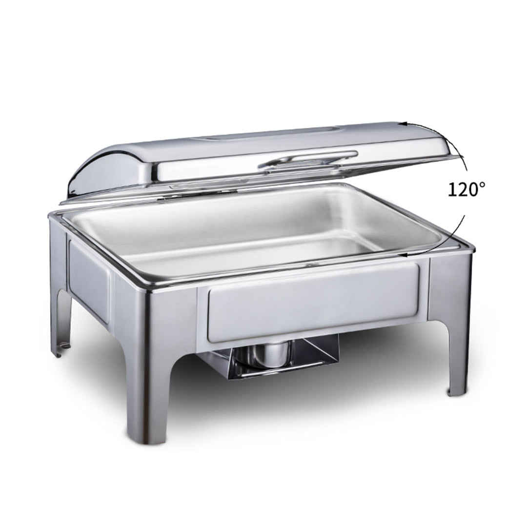Soga 4 X 9 L Rectangular Stainless Steel Soup Warmer Roll Top Chafer Chafing Dish Set With Glass Visual Window Lid