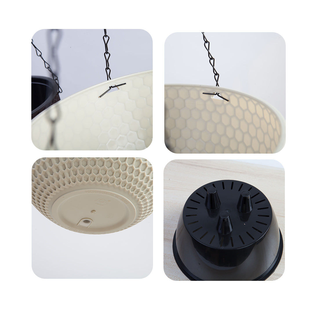 White Medium Hanging Resin Flower Pot Self Watering Basket Planter Indoor Outdoor Garden Decor