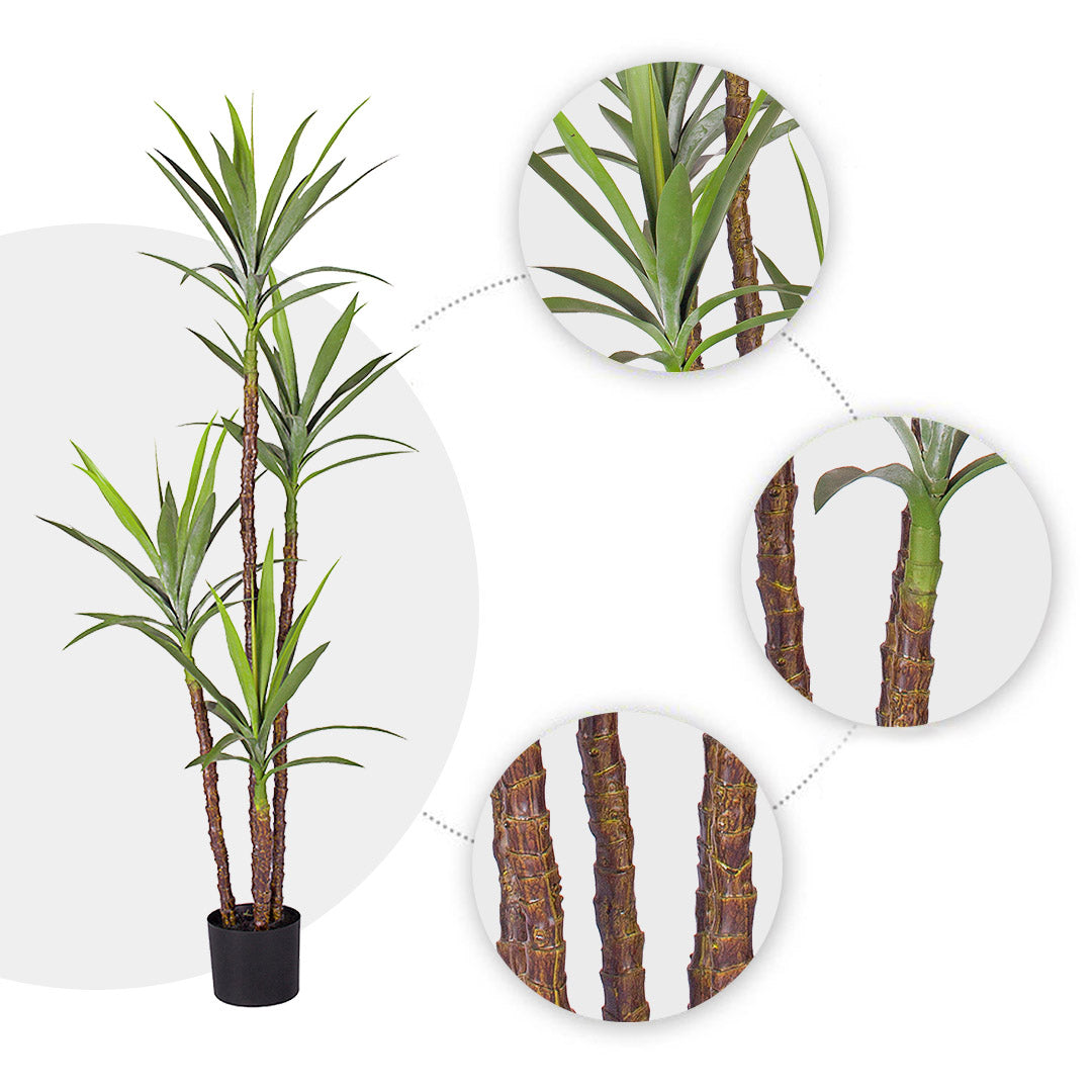 Soga 4 X 180cm Artificial Natural Green Dracaena Yucca Tree Fake Tropical Indoor Plant Home Office Decor