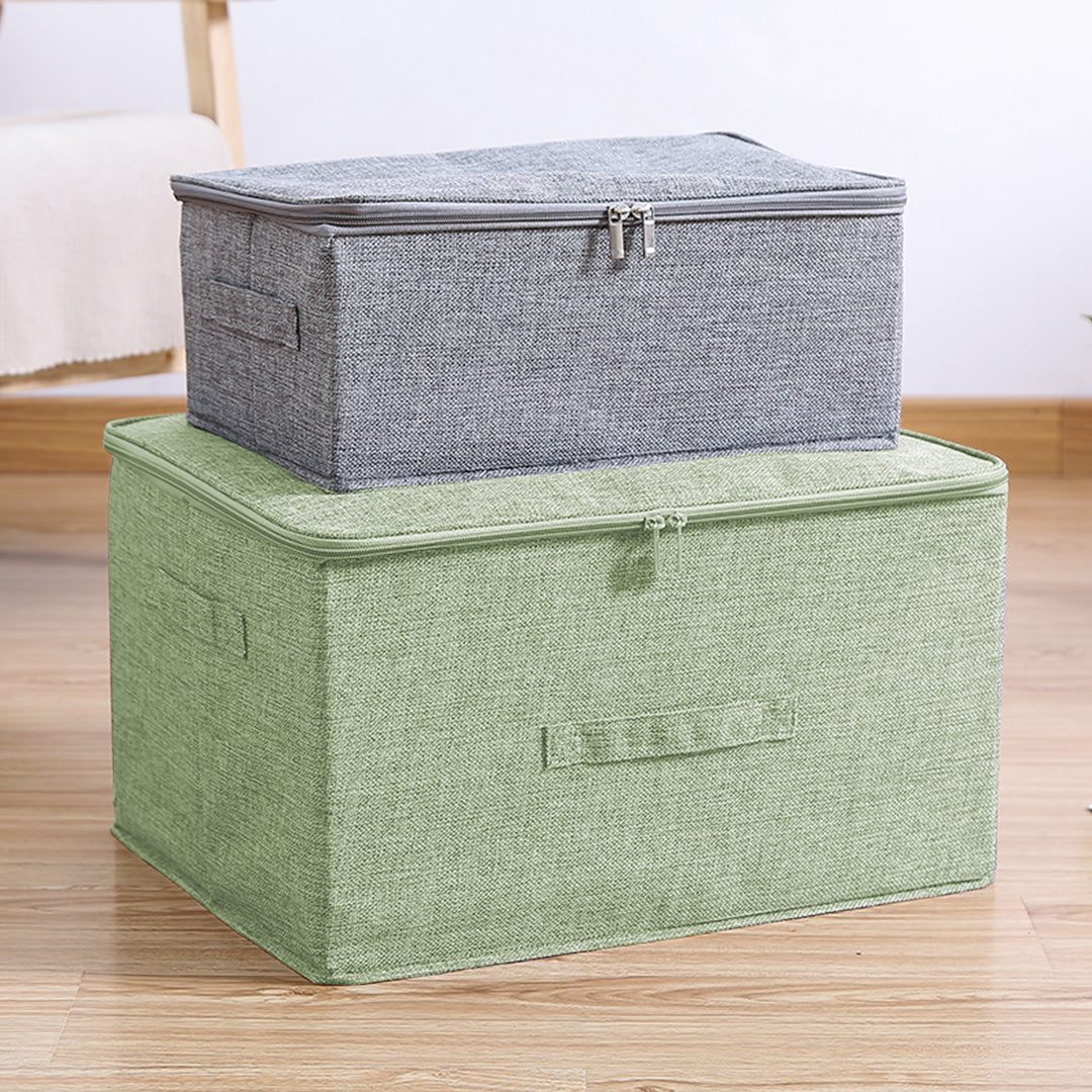Green Large Portable Double Zipper Storage Box Moisture Proof Clothes Basket Foldable Home Organiser