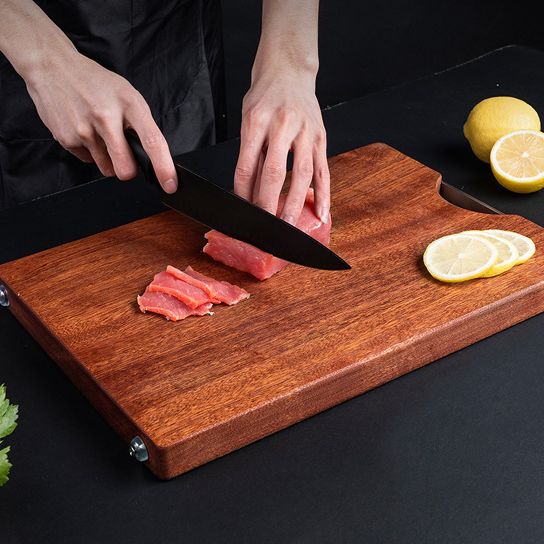 Soga 2 X 26cm Rectangular Wooden Ebony Butcher Block Non Slip Chopping Food Serving Tray Charcuterie Board