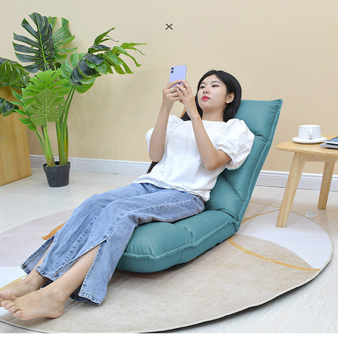 2X Green Lounge Recliner Lazy Sofa Bed Tatami Cushion Collapsible Backrest Seat Home Office Decor