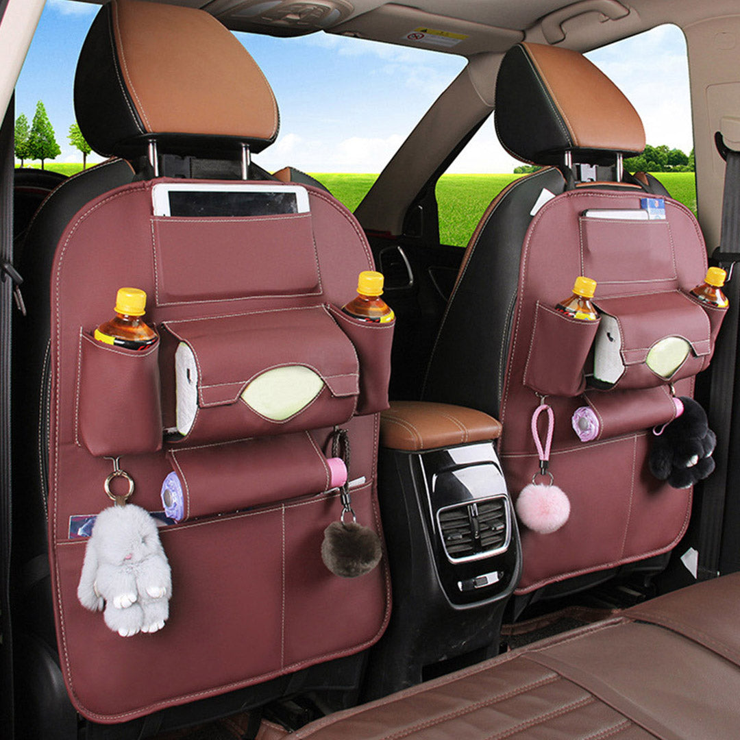 Soga 2 X Pvc Leather Car Back Seat Storage Bag Multi Pocket Organizer Backseat And I Pad Mini Holder Coffee