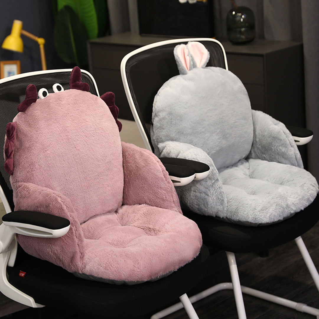 2X Gray Bunny Shape Cushion Soft Leaning Bedside Pad Sedentary Plushie Pillow Home Decor