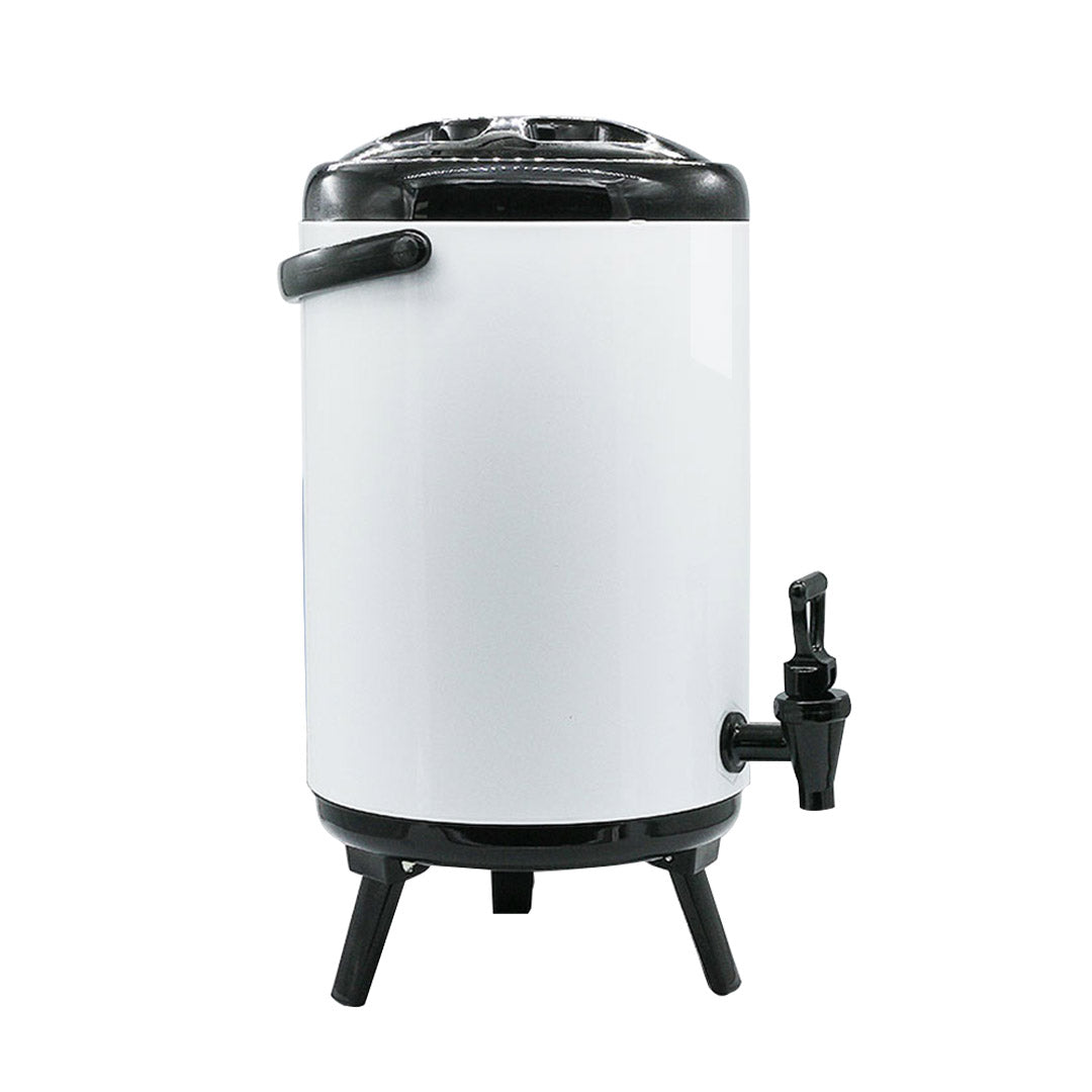 Soga 12 L Stainless Steel Insulated Milk Tea Barrel Hot And Cold Beverage Dispenser Container With Faucet White