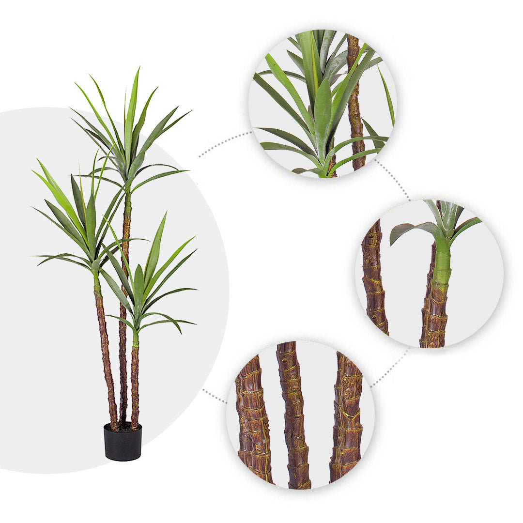 Soga 4 X 150cm Artificial Natural Green Dracaena Yucca Tree Fake Tropical Indoor Plant Home Office Decor