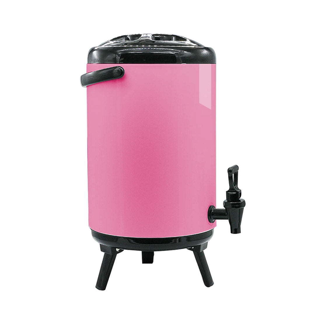 Soga 4 X 10 L Stainless Steel Insulated Milk Tea Barrel Hot And Cold Beverage Dispenser Container With Faucet Pink