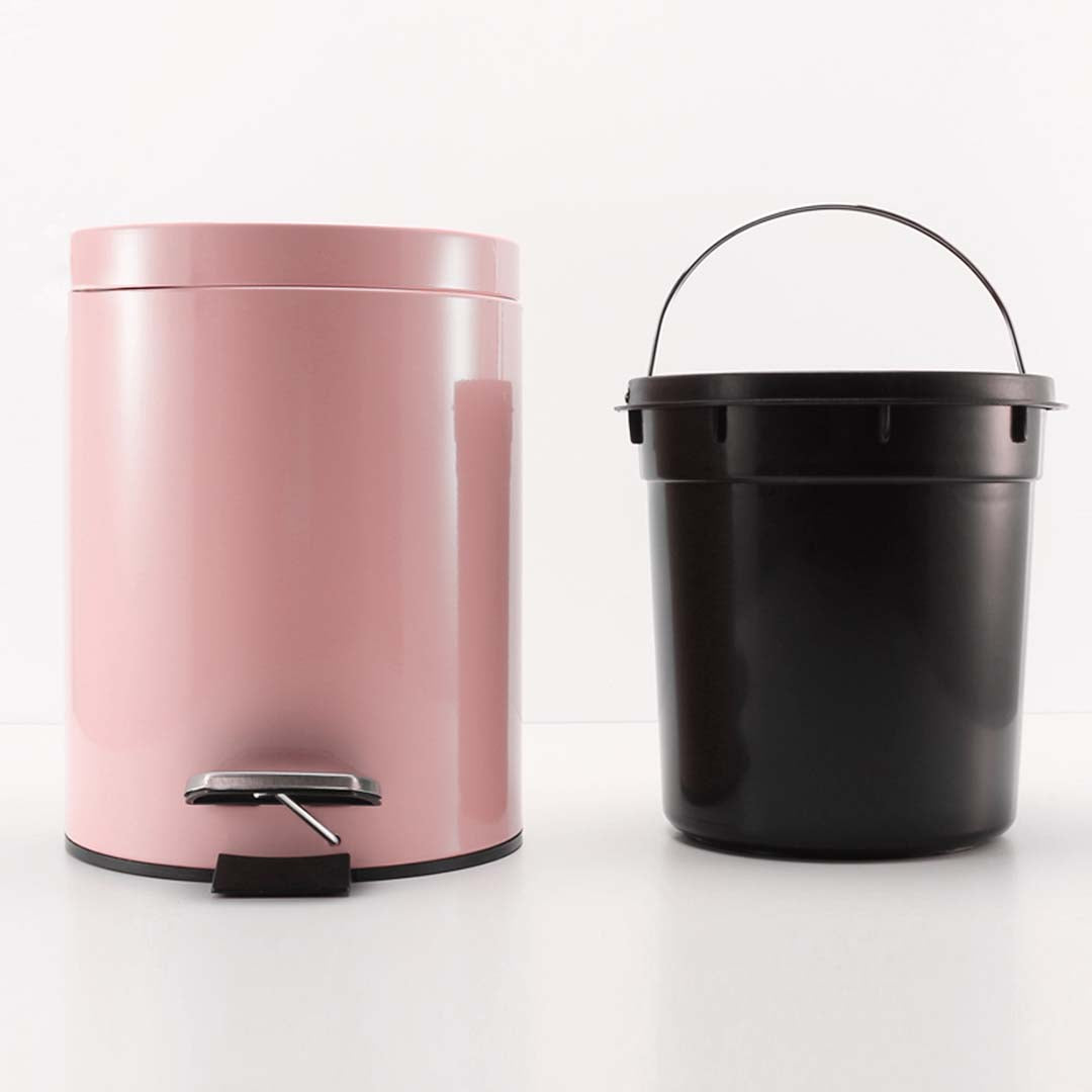 Soga Foot Pedal Stainless Steel Rubbish Recycling Garbage Waste Trash Bin Round 12 L Pink