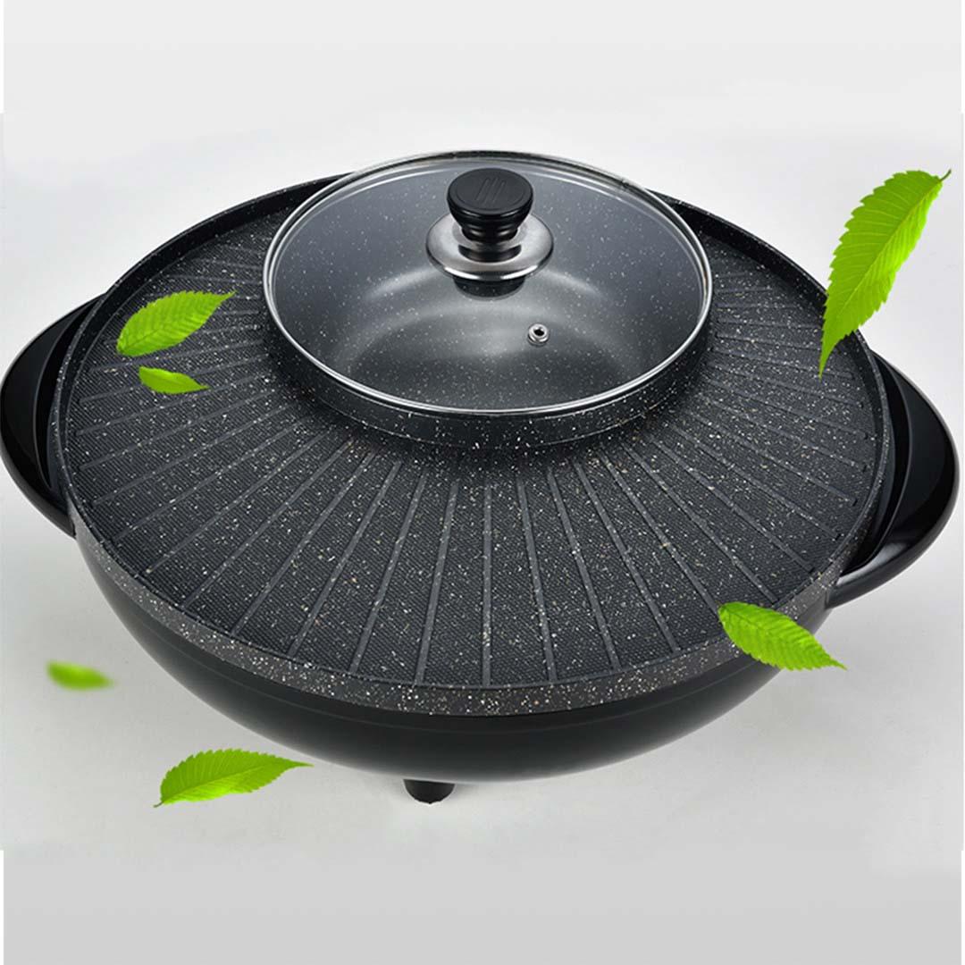 Soga 2 X 2 In 1 Electric Stone Coated Teppanyaki Grill Plate Steamboat Hotpot 3 5 Person