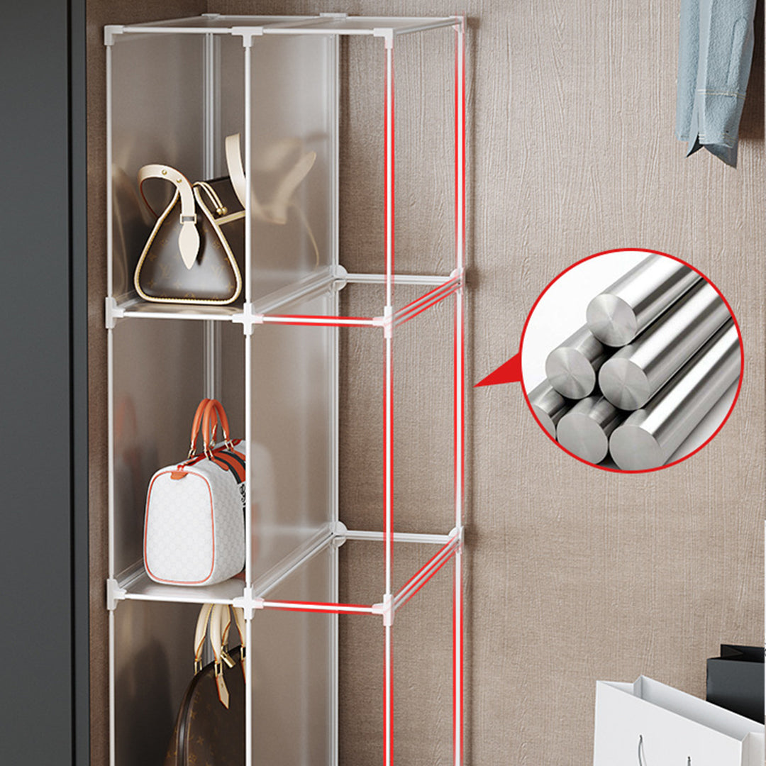 2X 2 Tier Multifunctional PP Plastic Bag Box Portable Cubby DIY Storage Shelves Stackable Handbag Purse Organiser