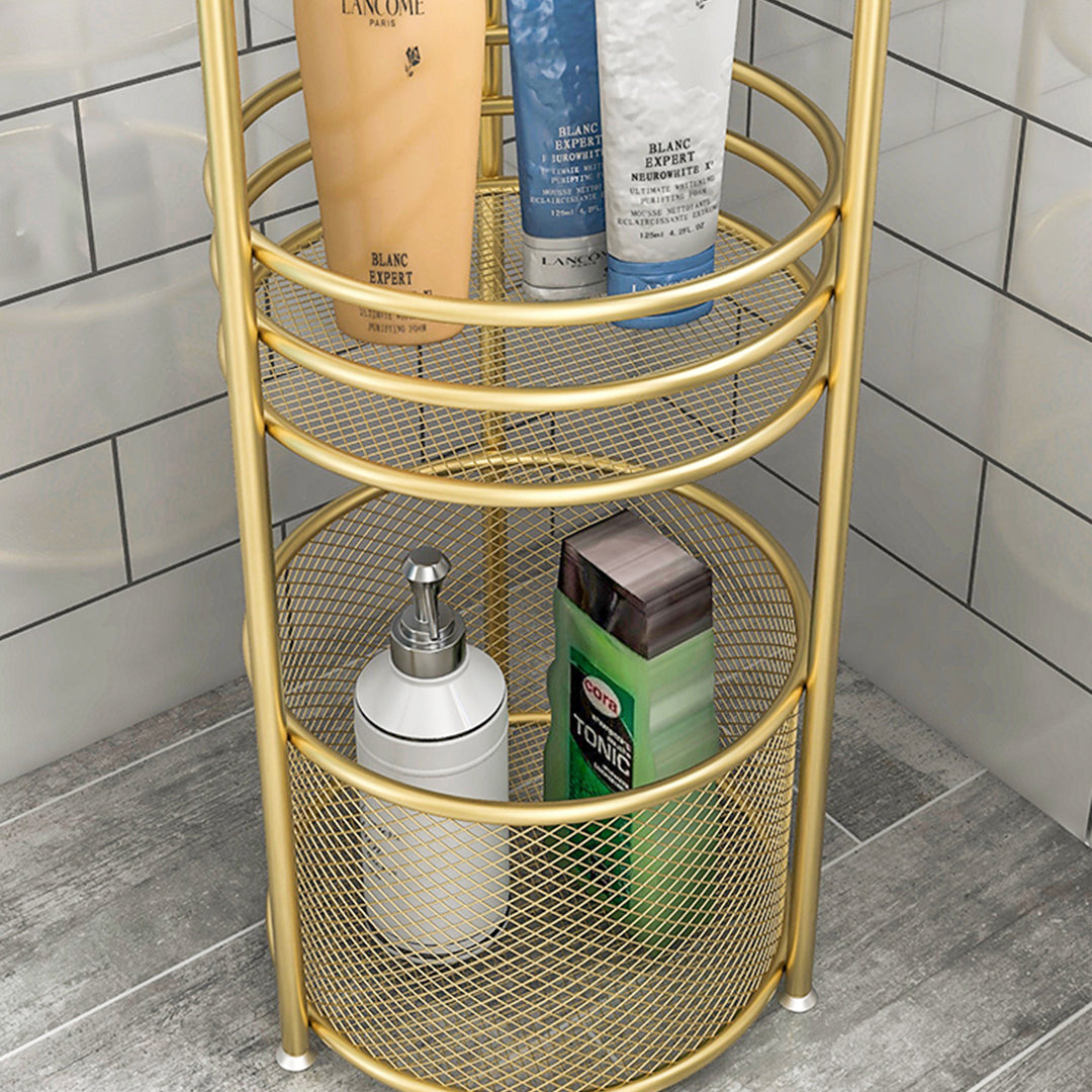 3 Tier Bathroom Freestanding Storage Shelf Multifunctional Display Rack Organiser with Basket