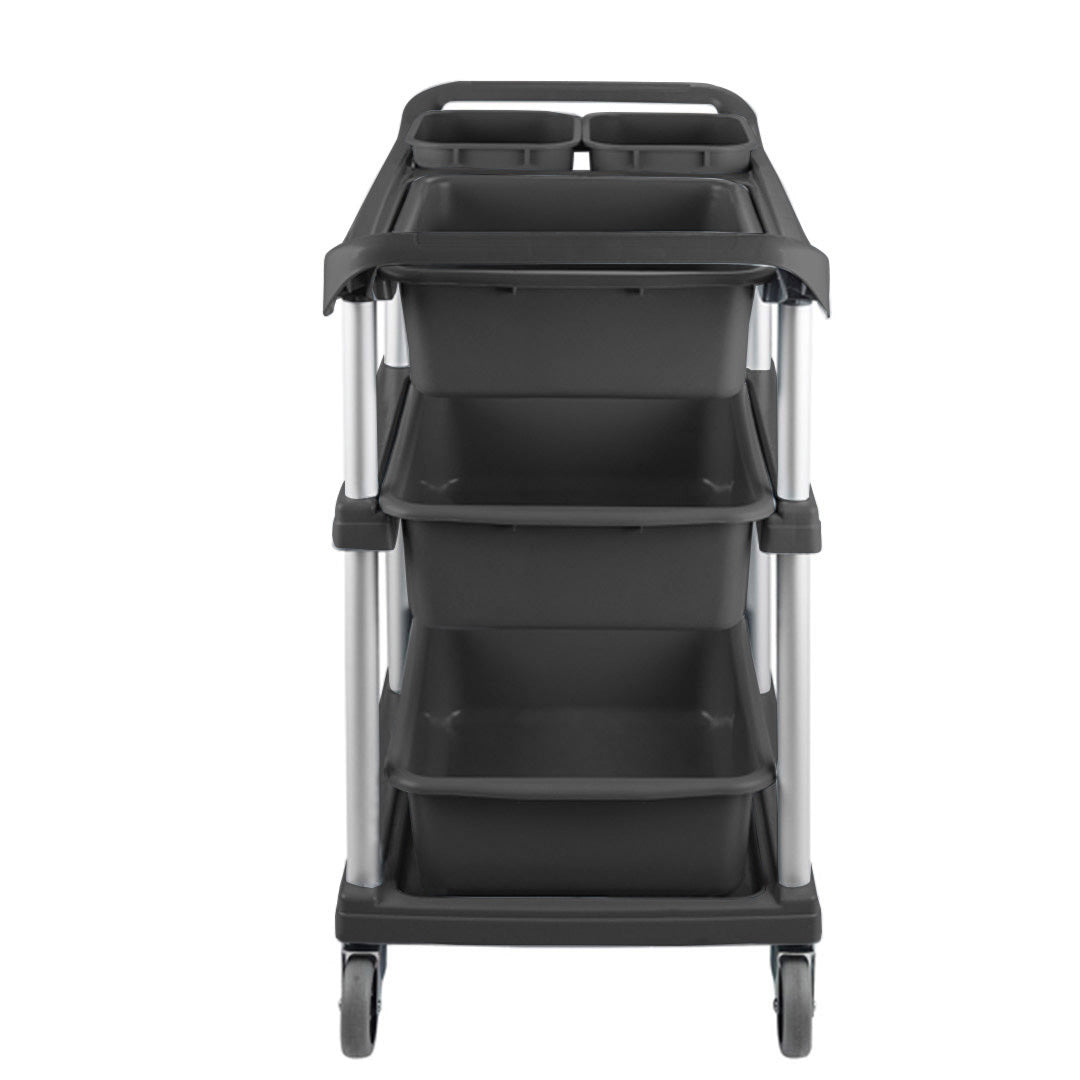 Soga 3 Tier Commercial Soiled Food Trolley Dirty Plate Cart Five Buckets Kitchen Food Utility