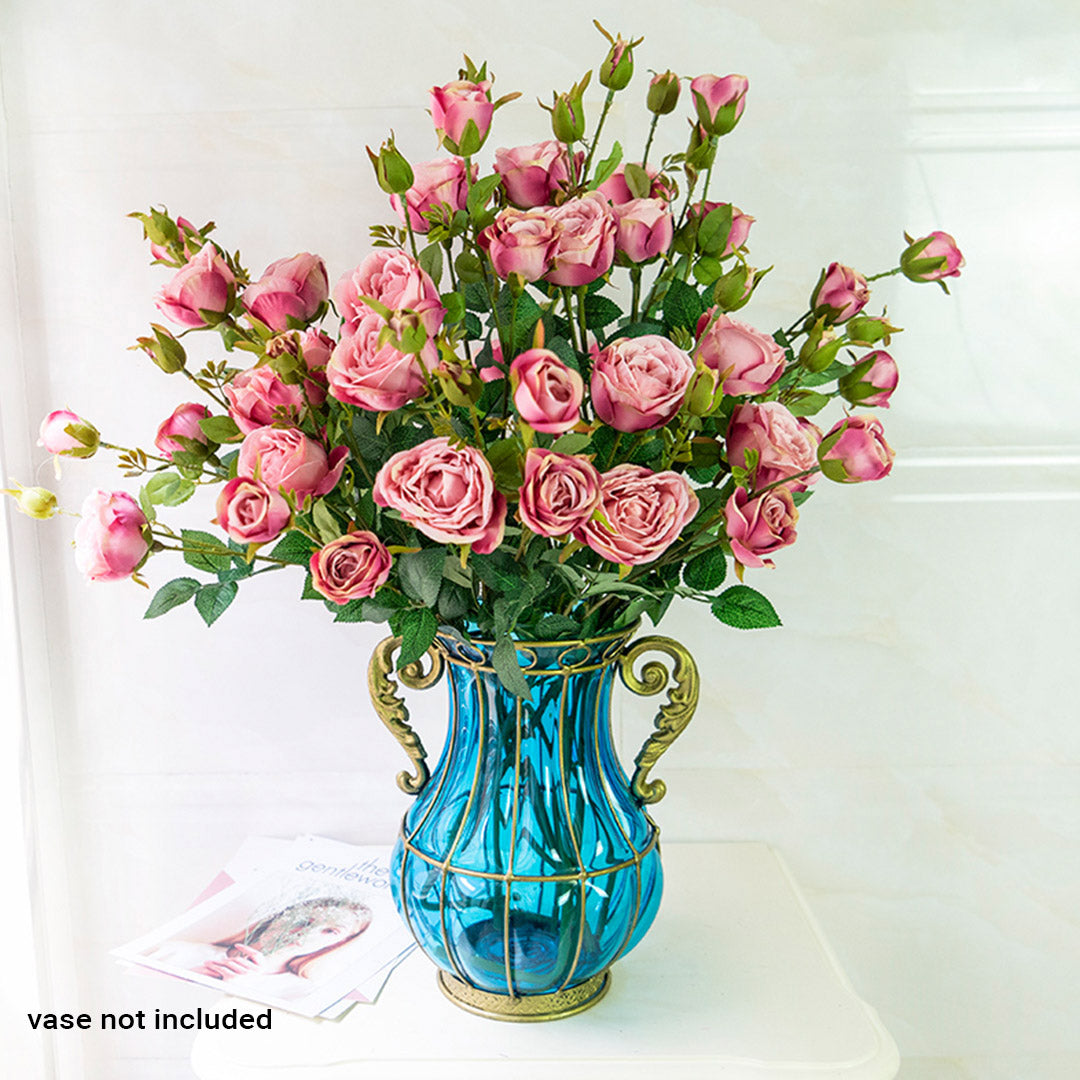 Soga 10 Bunch Artificial Silk Rose 6 Heads Flower Fake Bridal Bouquet Table Decor Pink