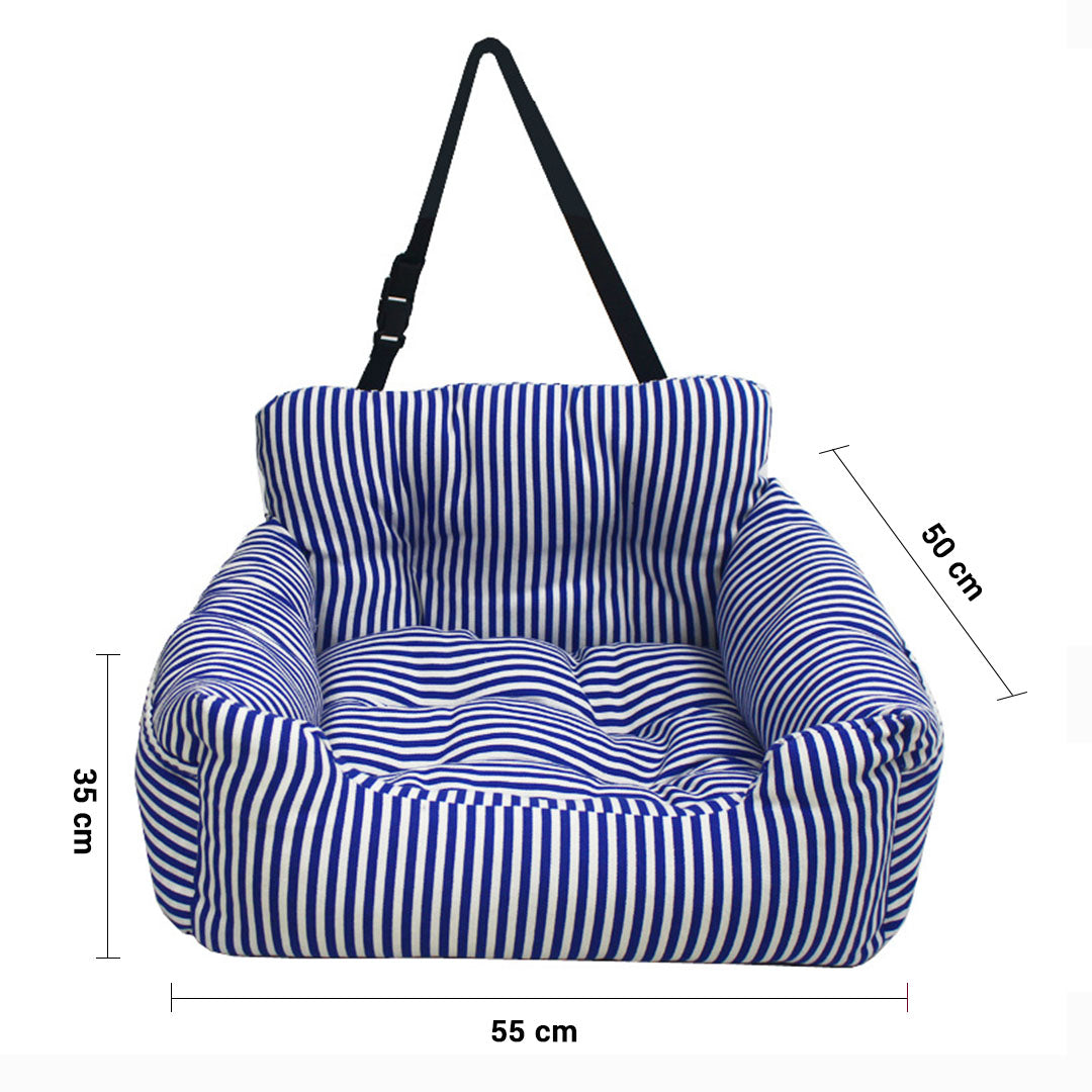 Blue Pet Car Seat Sofa Safety Soft Padded Portable Travel Carrier Bed