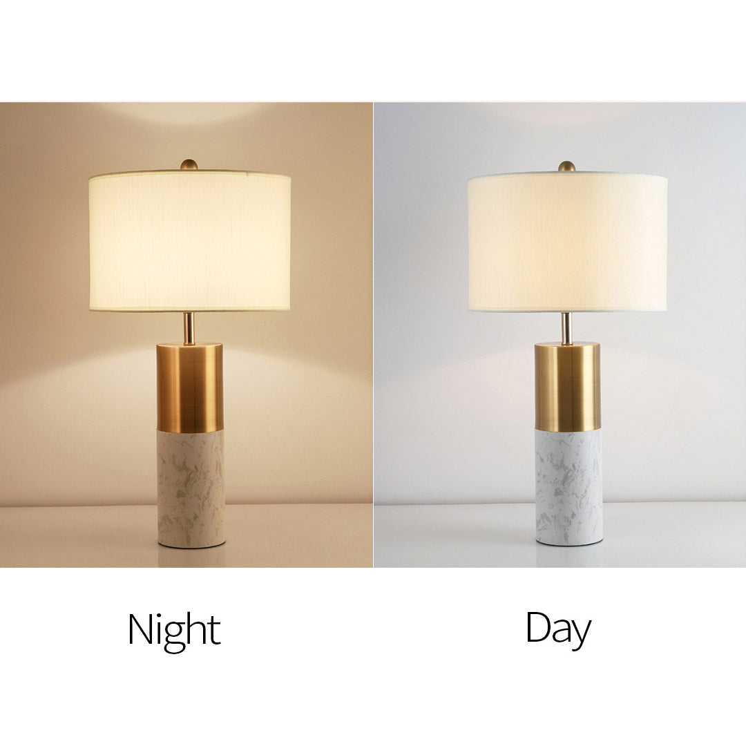 Soga 4 X 60cm White Marble Bedside Modern Desk Table Lamp Living Room Shade With Cylinder Base