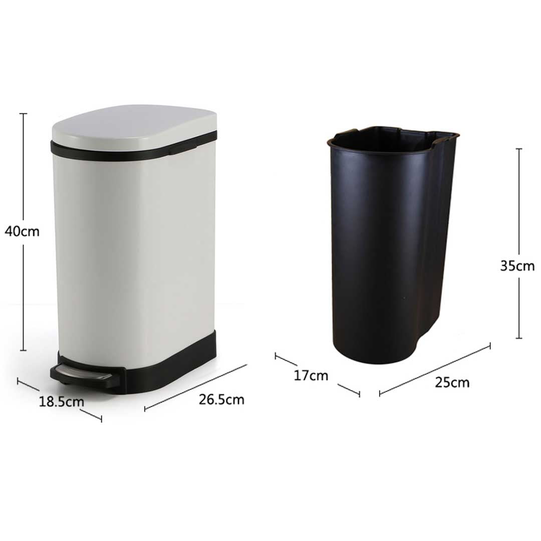 Soga 2 X 10 L Foot Pedal Stainless Steel Rubbish Recycling Garbage Waste Trash Bin U White