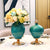 Soga 3 X Ceramic Oval Flower Vase With White Flower Set Green
