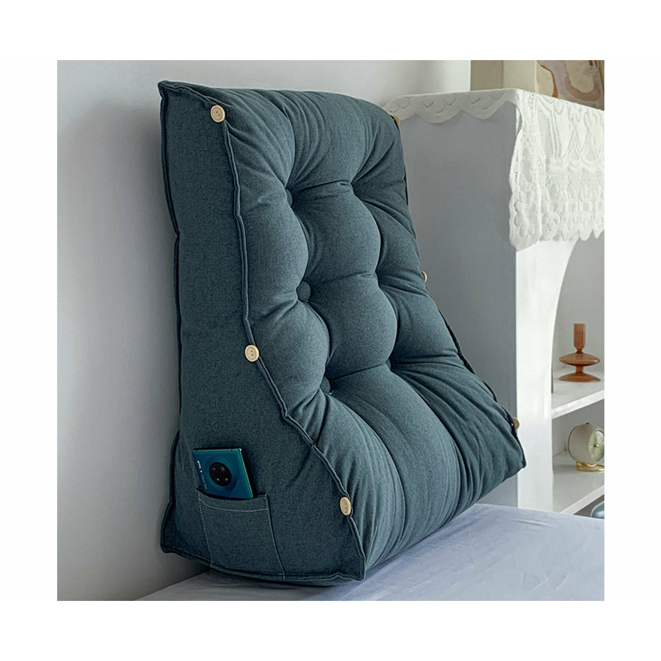 Soga 2 X 45cm Grey Triangular Wedge Lumbar Pillow Headboard Backrest Sofa Bed Cushion Home Decor