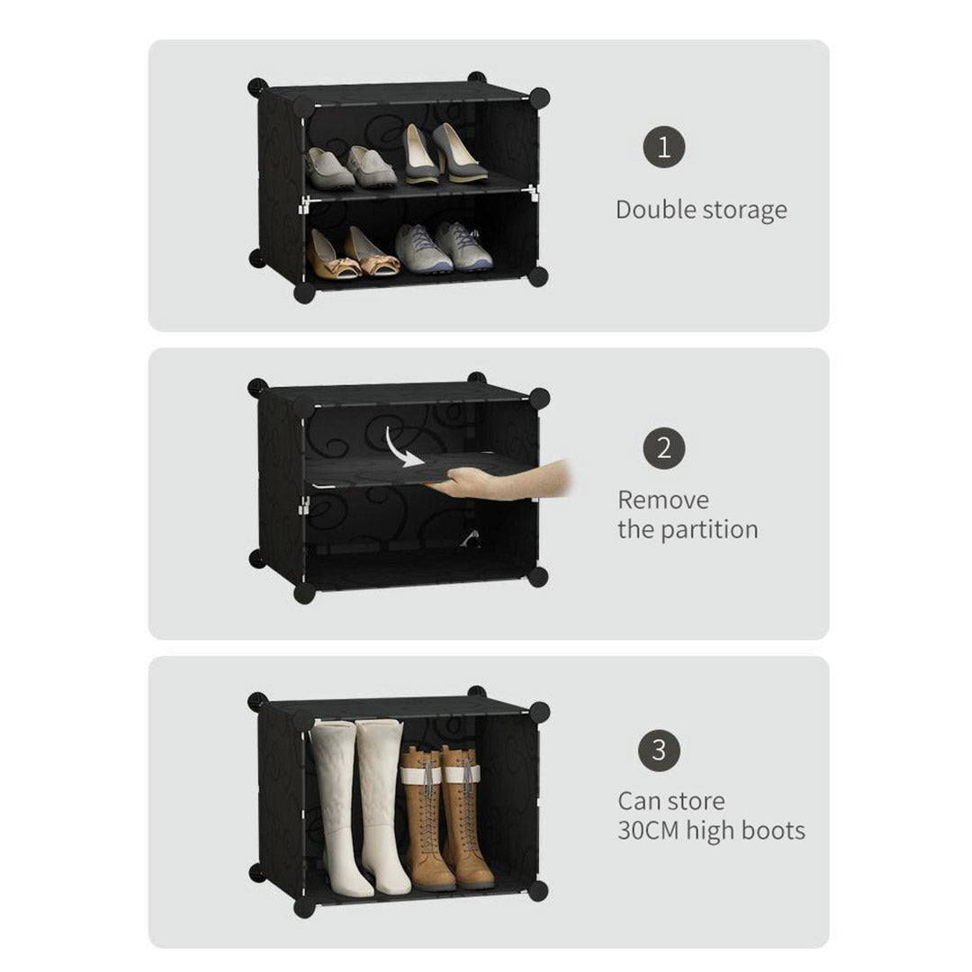 Soga 8 Tier 2 Column Shoe Rack Organizer Sneaker Footwear Storage Stackable Stand Cabinet Portable Wardrobe With Cover