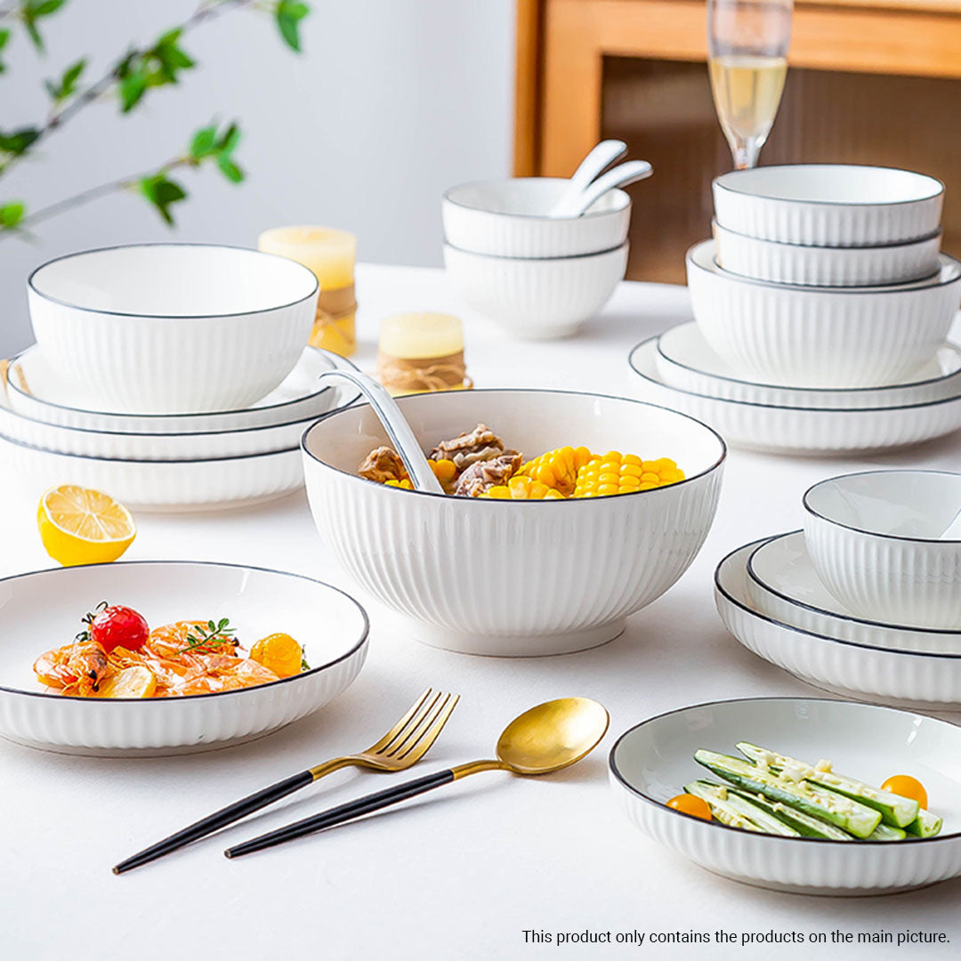 Soga White Japanese Style Ceramic Dinnerware Crockery Soup Bowl Plate Server Kitchen Home Decor Set Of 8