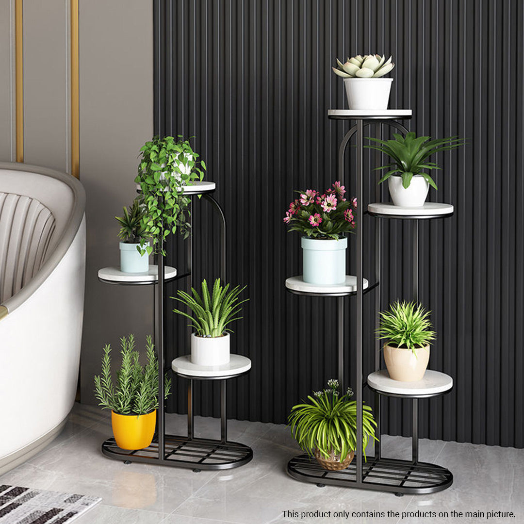 Soga 2 X 4 Tier 5 Pots Black Round Metal Plant Rack Flowerpot Storage Display Stand Holder Home Garden Decor