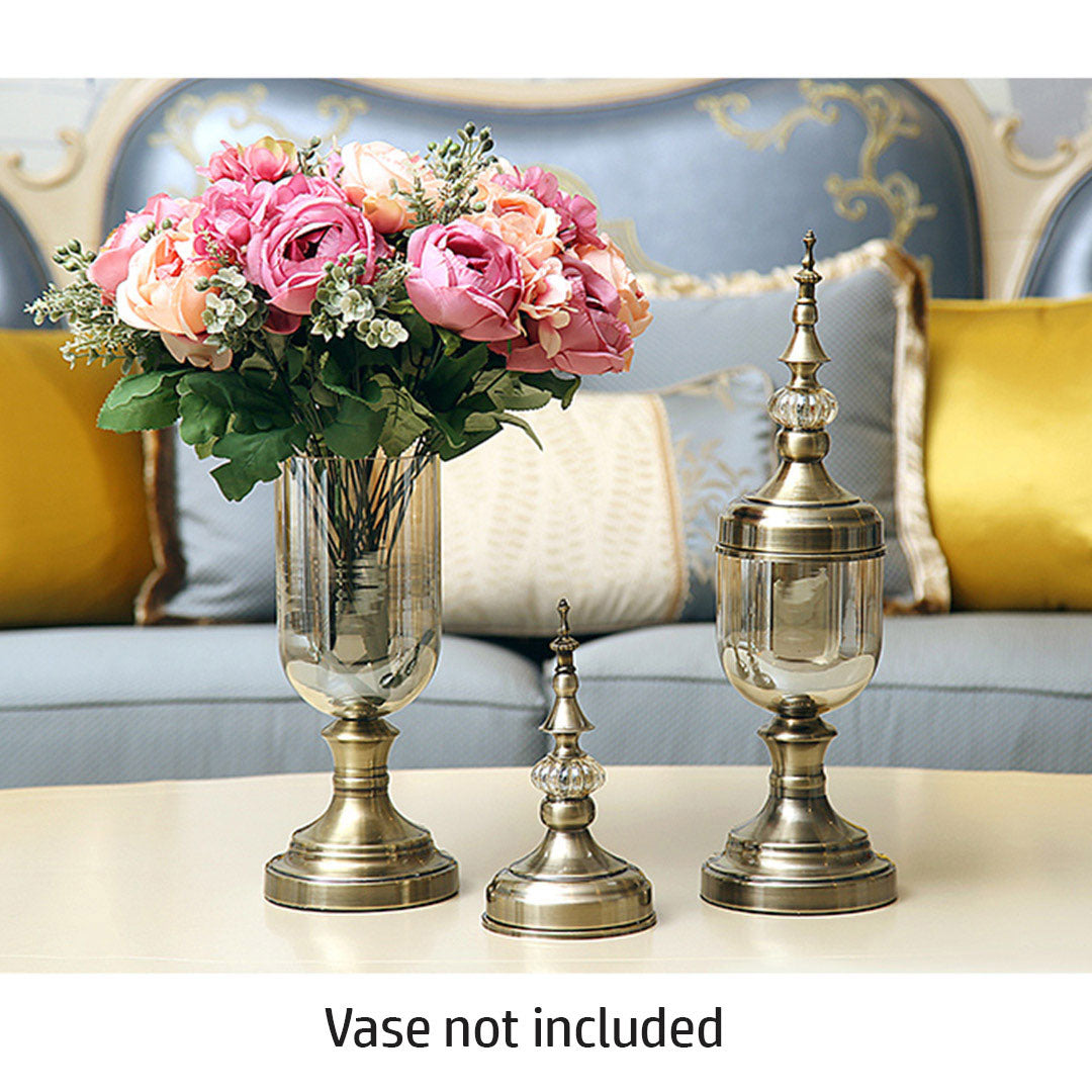 Soga 3pcs Artificial Silk With 15 Heads Flower Fake Rose Bouquet Table Decor Pink