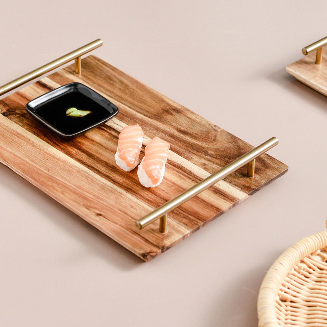 Soga 2 X 30cm Brown Rectangle Wooden Acacia Food Serving Tray Charcuterie Board Centerpiece Home Decor