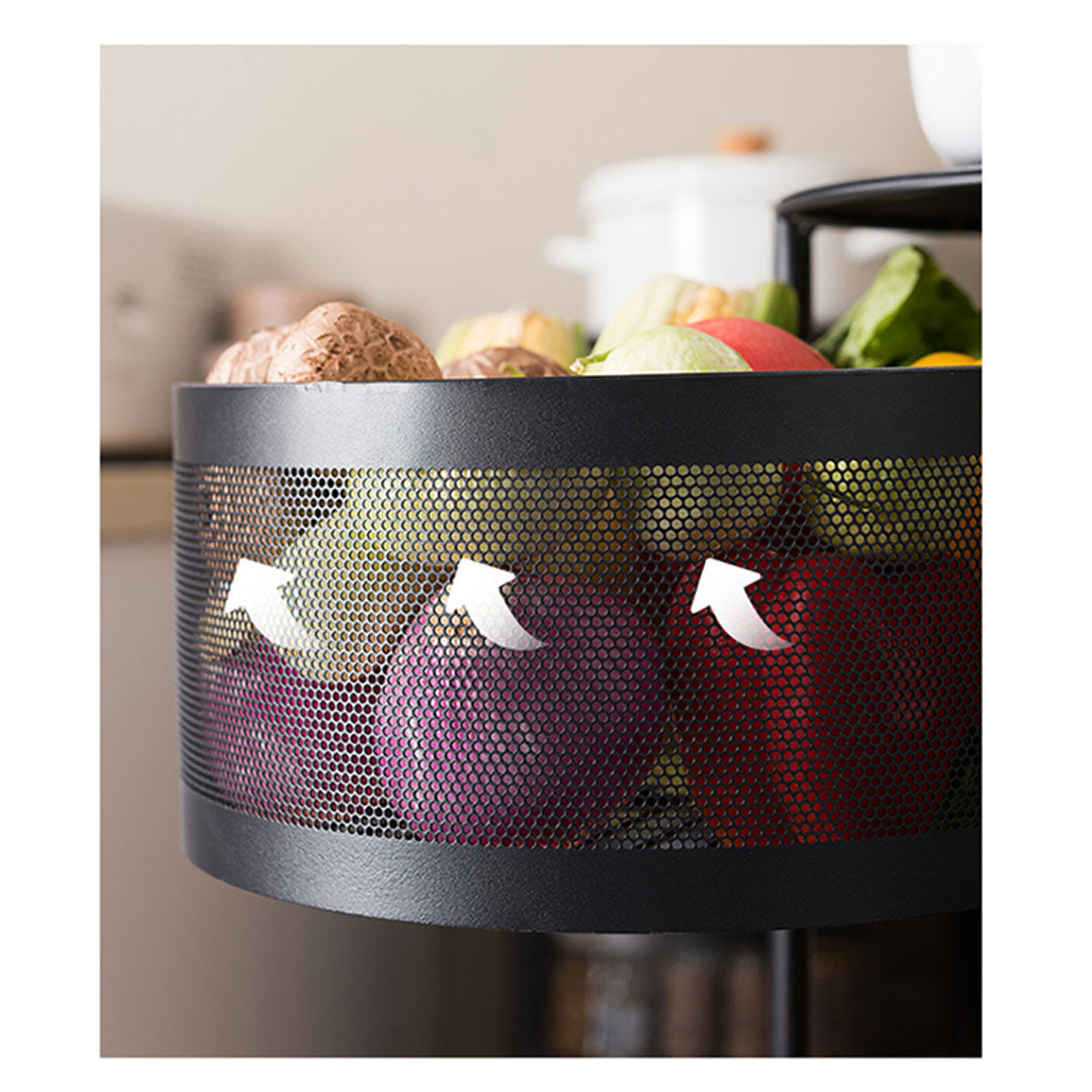 Soga 2 X 5 Tier Steel Round Rotating Kitchen Cart Multi Functional Shelves Portable Storage Organizer With Wheels