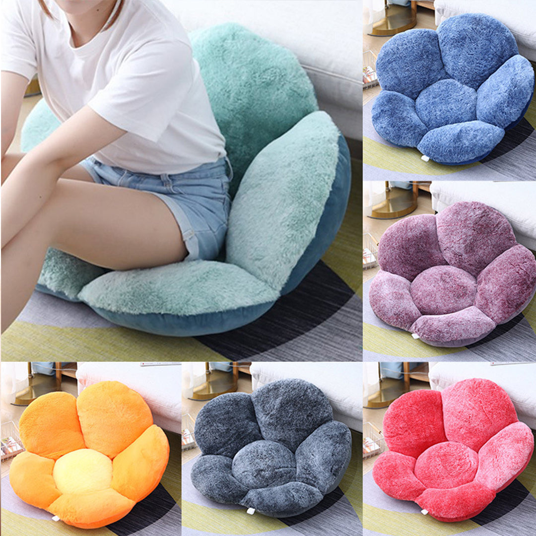 2X Orange Whimsical Big Flower Shape Cushion Soft Leaning Bedside Pad Floor Plush Pillow Home Decor