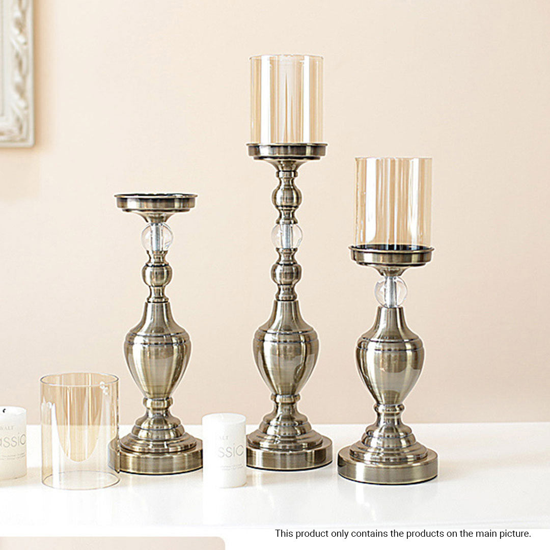 Soga 43.3cm Glass Candlestick Candle Holder Stand Pillar Glass/Iron Metal