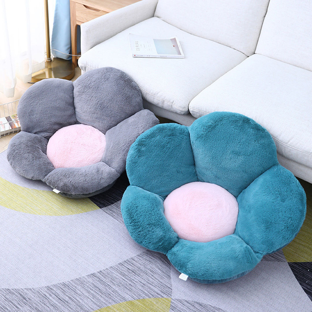2X Green Whimsical Big Flower Shape Cushion Soft Leaning Bedside Pad Floor Plush Pillow Home Decor