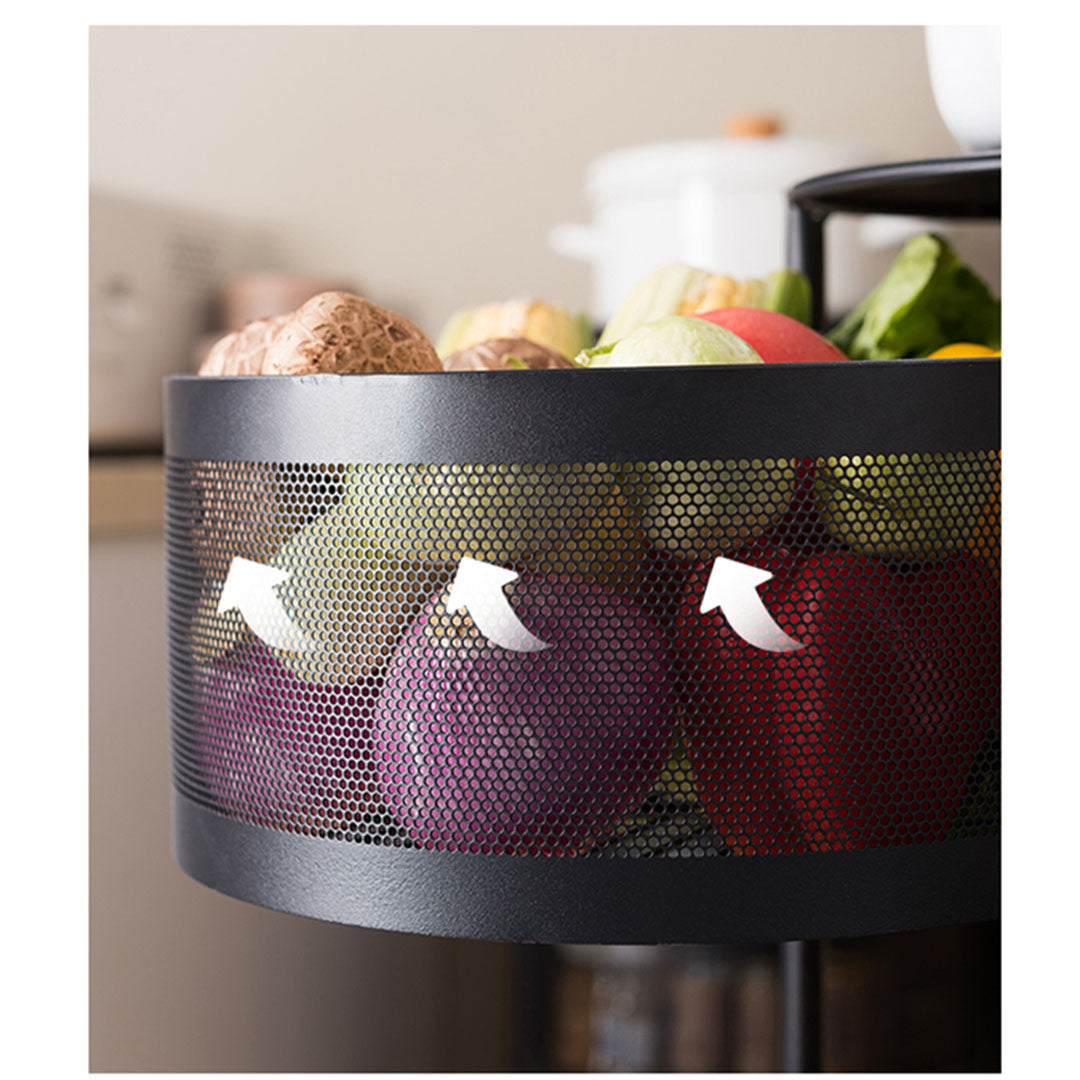 Soga 4 Tier Steel Round Rotating Kitchen Cart Multi Functional Shelves Portable Storage Organizer With Wheels