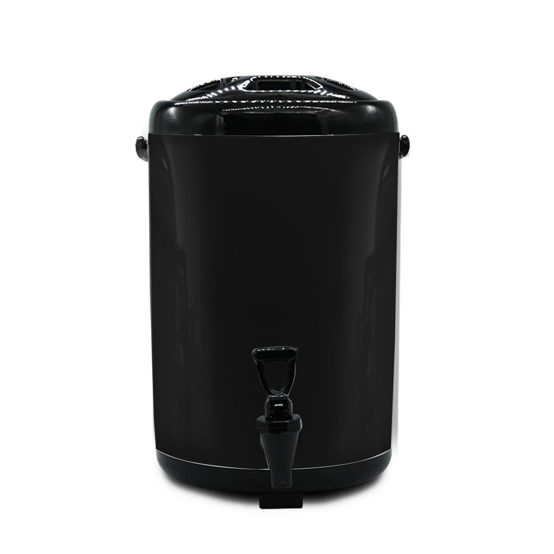 8X 10L Stainless Steel Insulated Milk Tea Barrel Hot and Cold Beverage Dispenser Container with Faucet Black