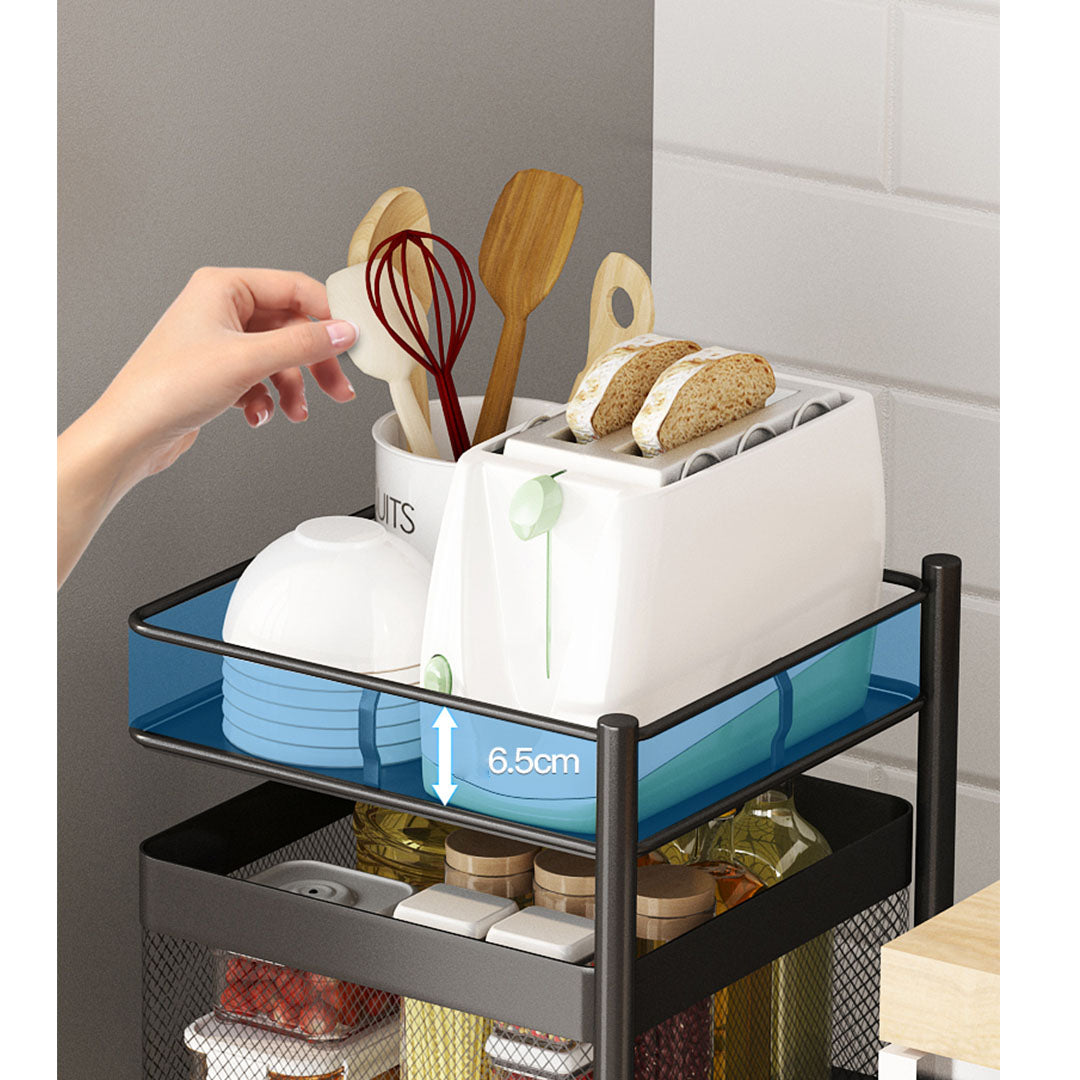 Soga 2 X 4 Tier Steel Square Rotating Kitchen Cart Multi Functional Shelves Portable Storage Organizer With Wheels