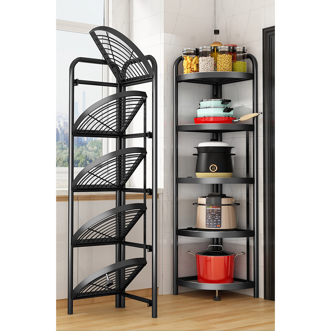 Soga 5 Tier Steel Triangular Corner Stand Multi Functional Shelves Portable Storage Organizer