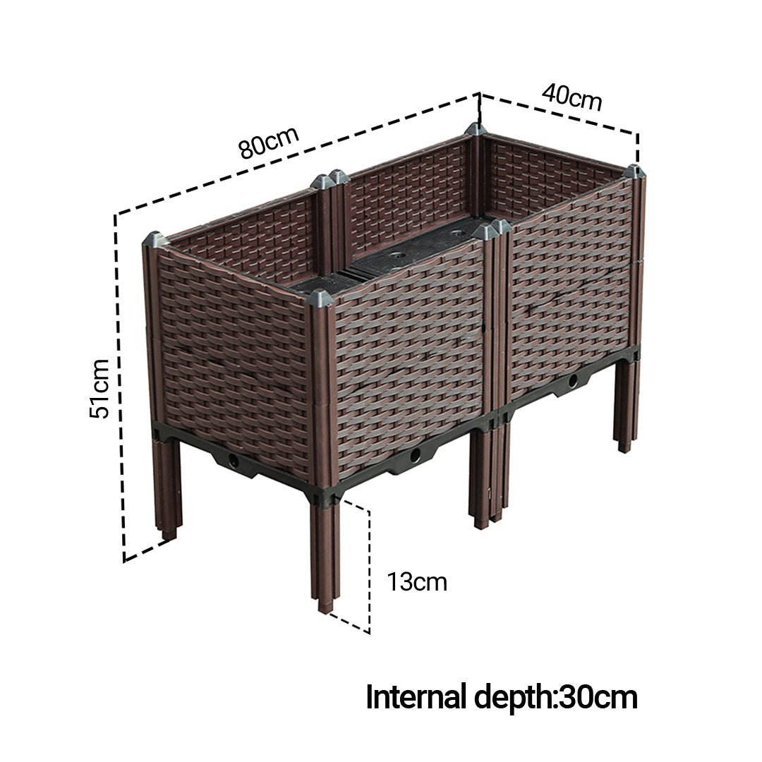 Soga 2 X 80cm Raised Planter Box Vegetable Herb Flower Outdoor Plastic Plants Garden Bed With Legs Deepen
