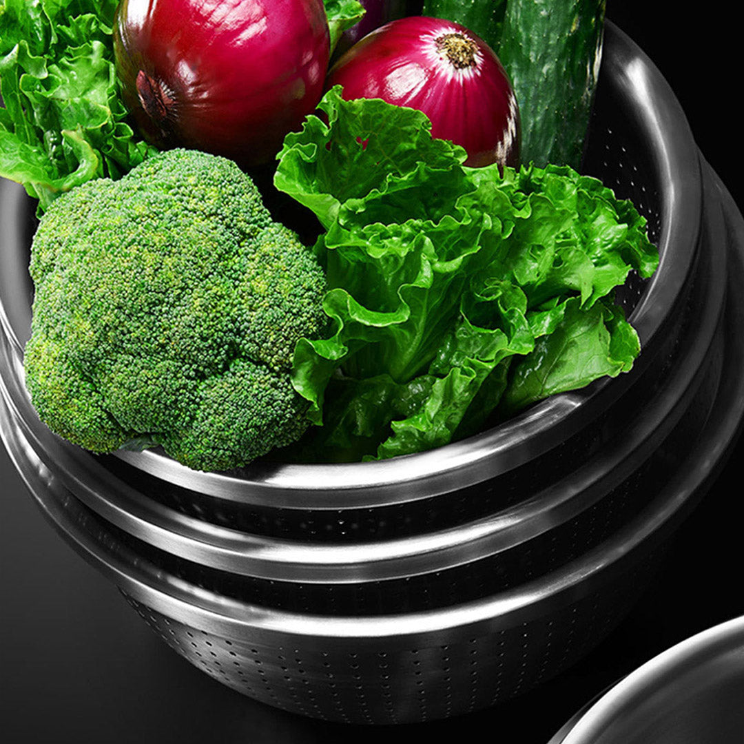 Soga 2 X Stainless Steel Nesting Basin Colander Perforated Kitchen Sink Washing Bowl Metal Basket Strainer Set Of 4