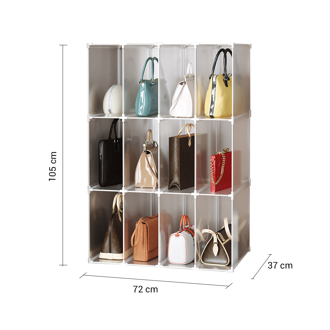 2X 3 Tier Multifunctional PP Plastic Bag Box Portable Cubby DIY Storage Shelves Stackable Handbag Purse Organiser