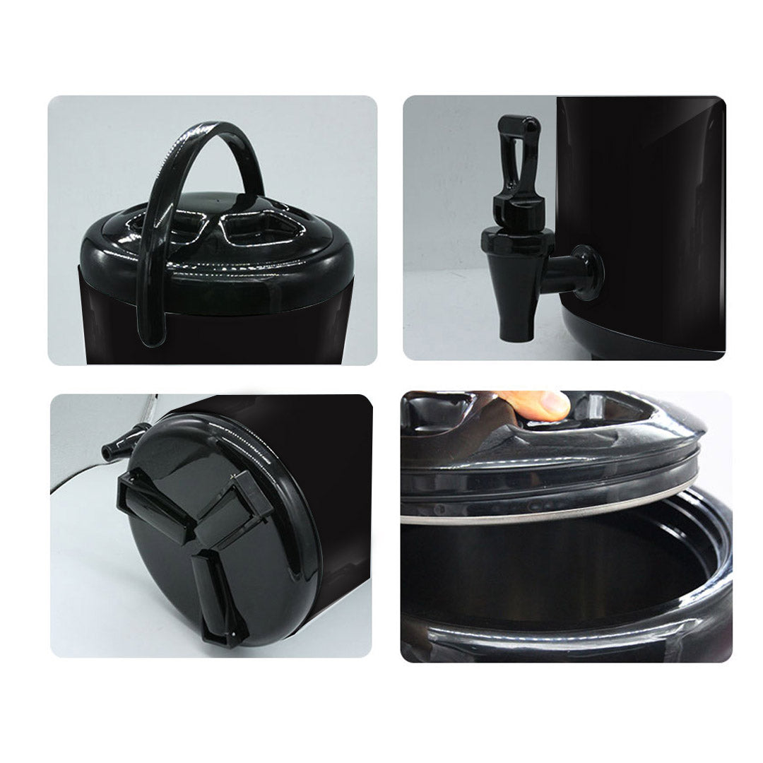 Soga 8 X 8 L Stainless Steel Insulated Milk Tea Barrel Hot And Cold Beverage Dispenser Container With Faucet Black