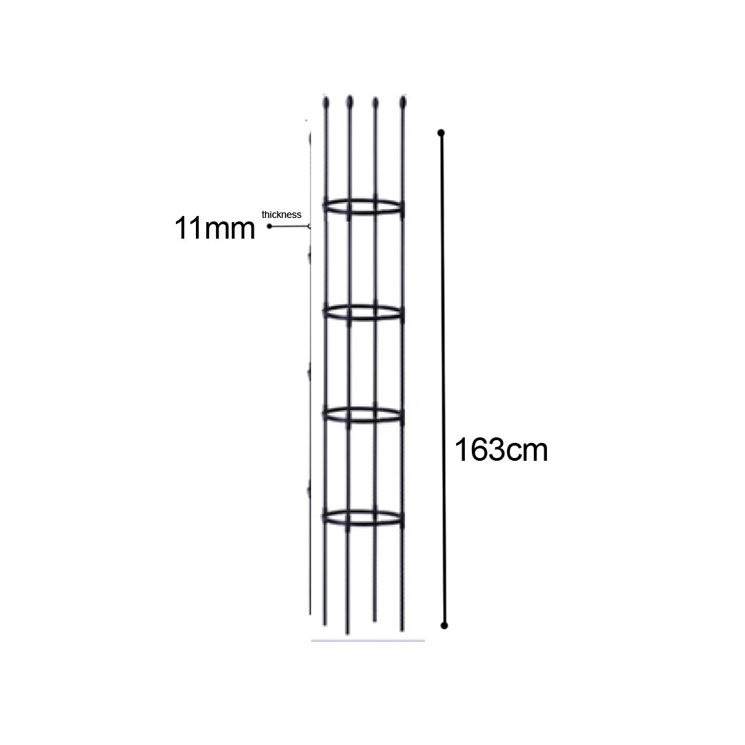 163cm 4-Bar Plant Frame Stand Trellis Vegetable Flower Herbs Outdoor Vine Support Garden Rack with Rings
