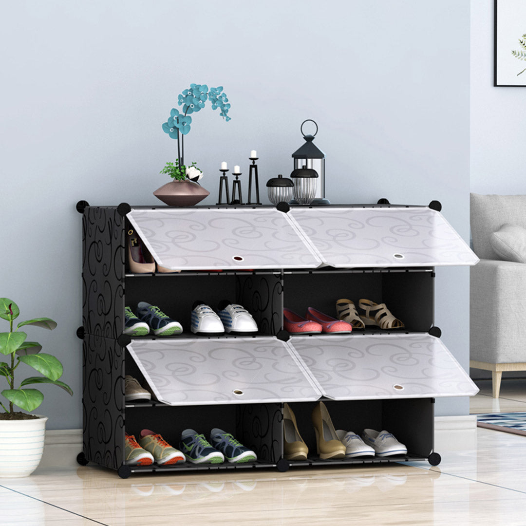 Soga 4 Tier 2 Column Shoe Rack Organizer Sneaker Footwear Storage Stackable Stand Cabinet Portable Wardrobe With Cover